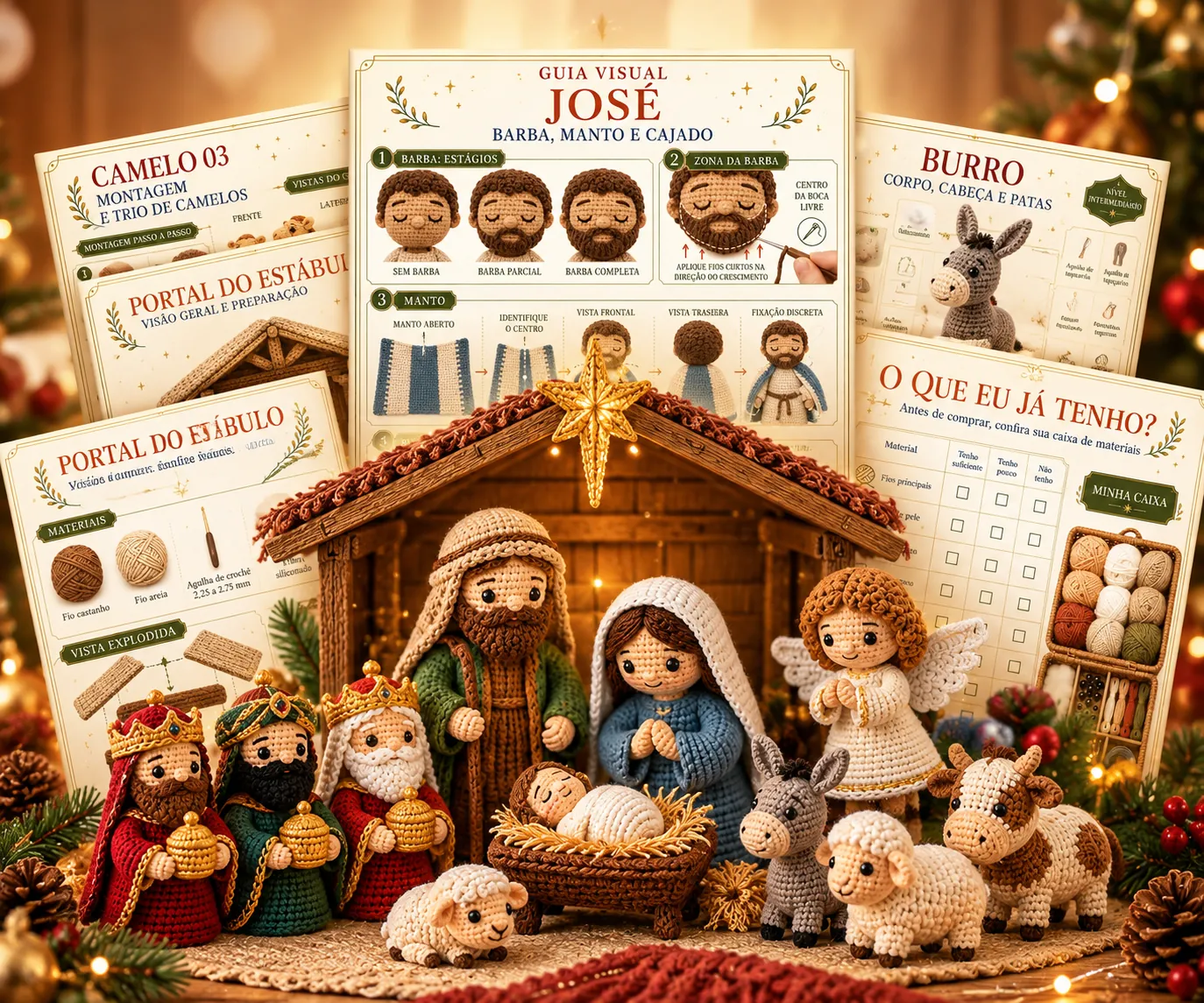 Coleção Natal em Pontinhos – 27 projetos de amigurumi do presépio